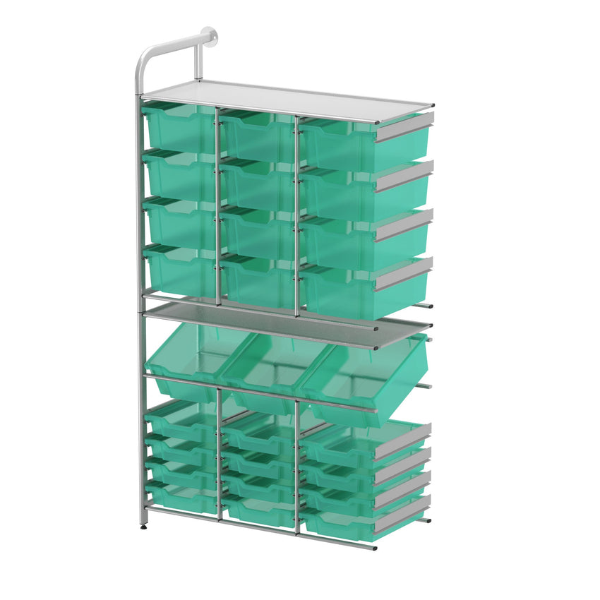 Gratnells Callero Custom Tall Maker - Store Adder Unit 12 Shallow, 3 Deep Tilting and 12 Deep Trays (GRA - CADD340744) - SchoolOutlet