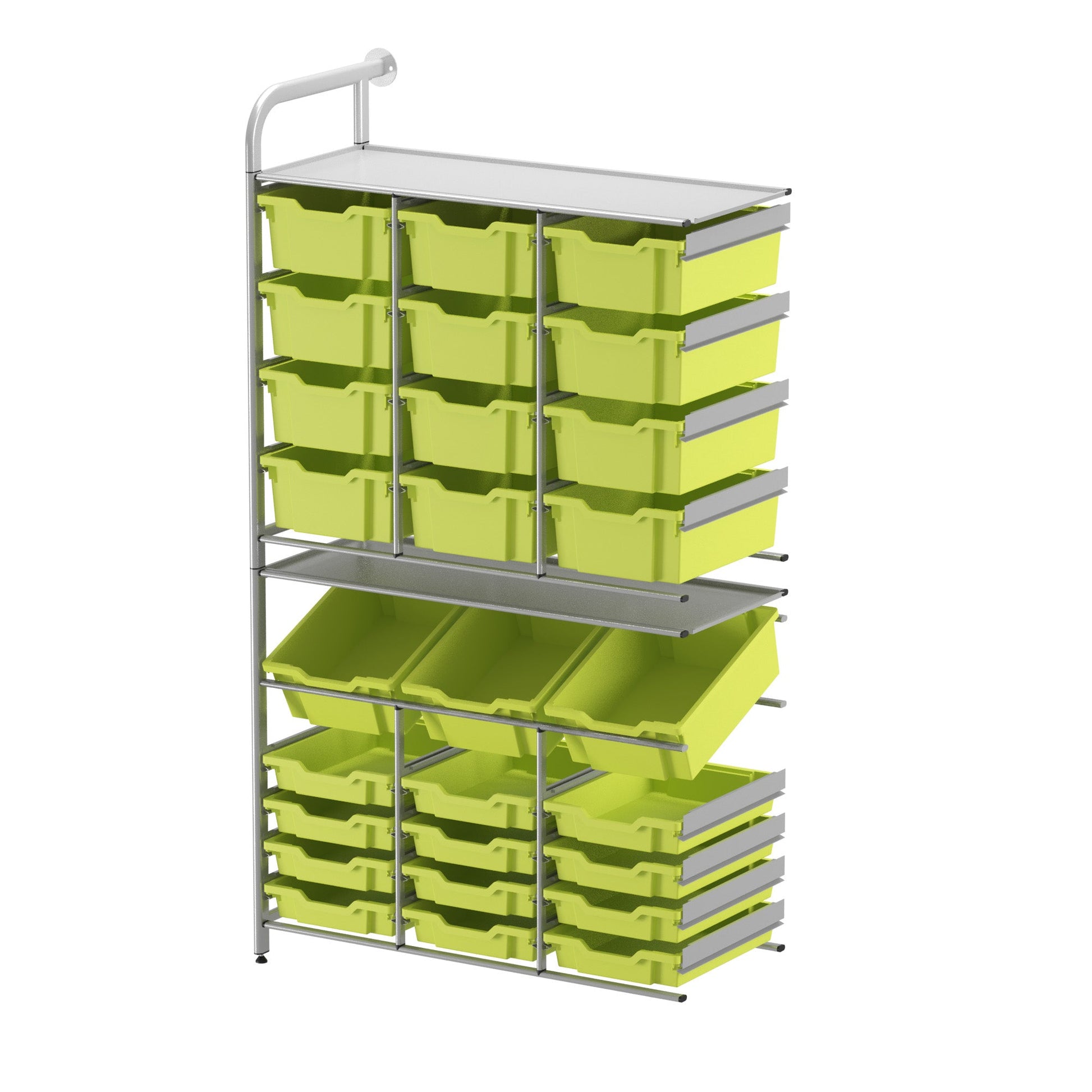 Gratnells Callero Custom Tall Maker - Store Adder Unit 12 Shallow, 3 Deep Tilting and 12 Deep Trays (GRA - CADD340744) - SchoolOutlet
