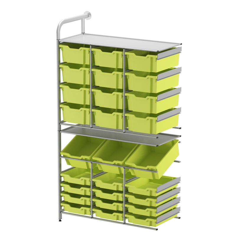 Gratnells Callero Custom Tall Maker - Store Adder Unit 12 Shallow, 3 Deep Tilting and 12 Deep Trays (GRA - CADD340744) - SchoolOutlet