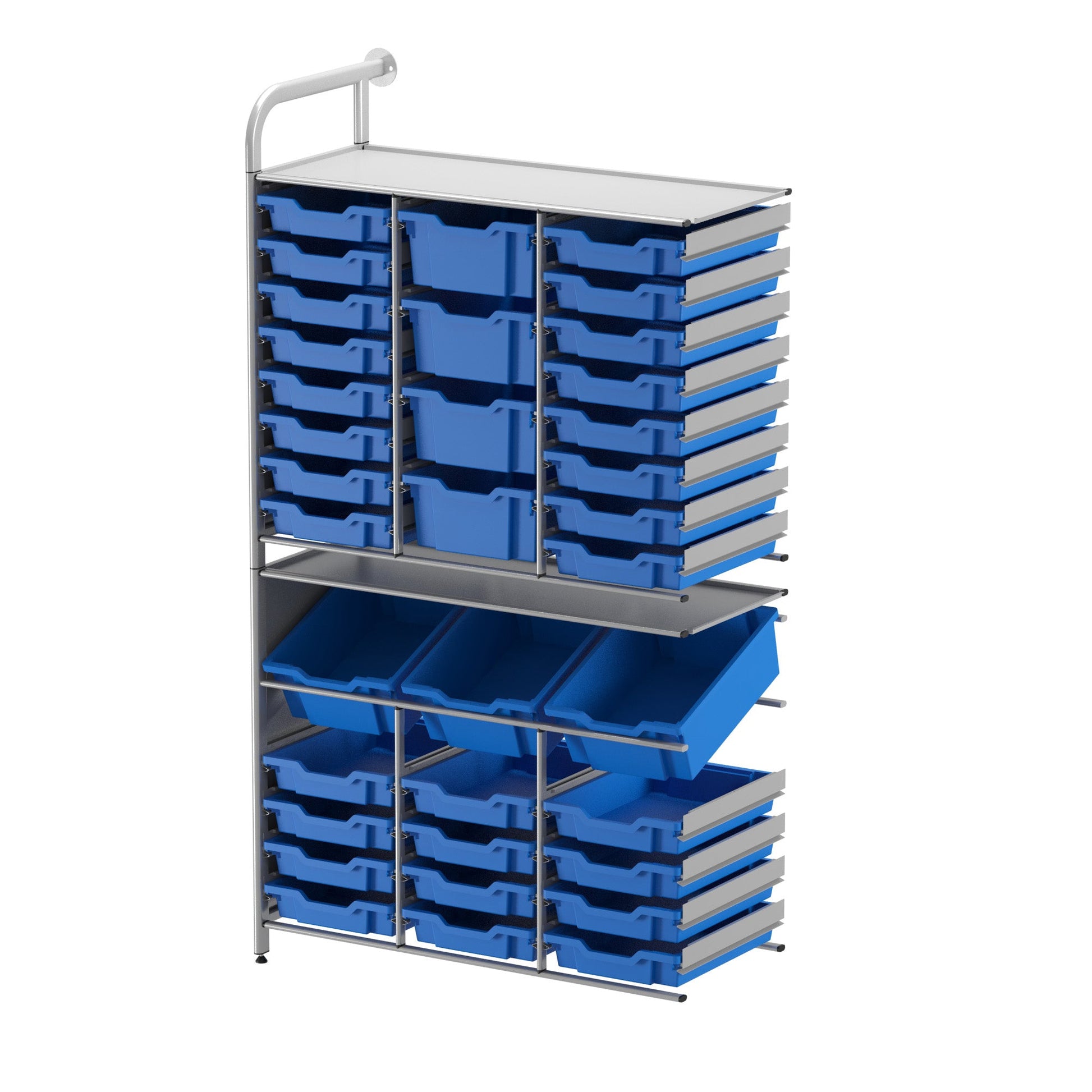 Gratnells Callero Custom Tall Maker - Tall Adder Unit 28 Shallow, 3 Deep Tilting and 4 Deep Trays (GRA - CADD342144) - SchoolOutlet