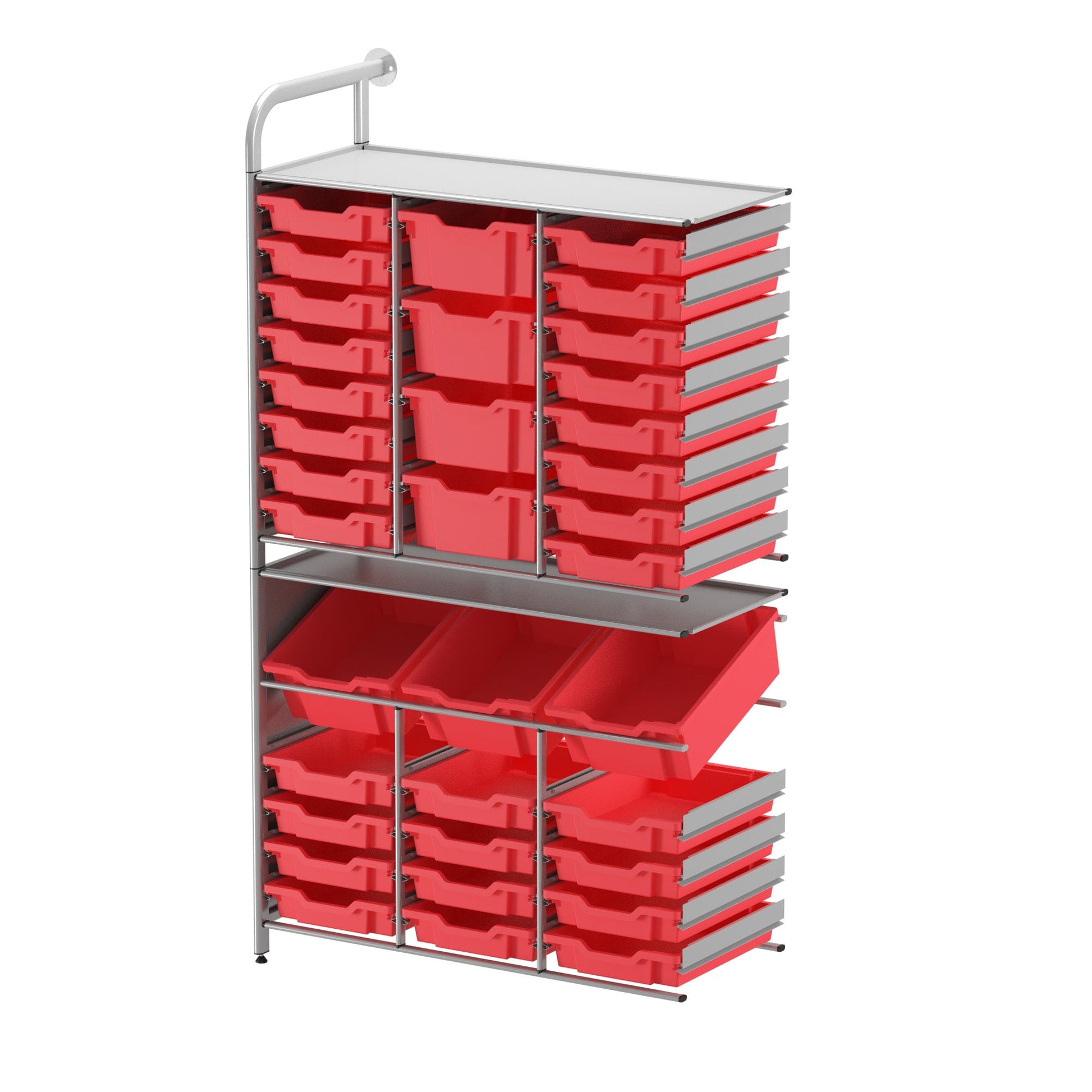 Gratnells Callero Custom Tall Maker - Tall Adder Unit 28 Shallow, 3 Deep Tilting and 4 Deep Trays (GRA - CADD342144) - SchoolOutlet