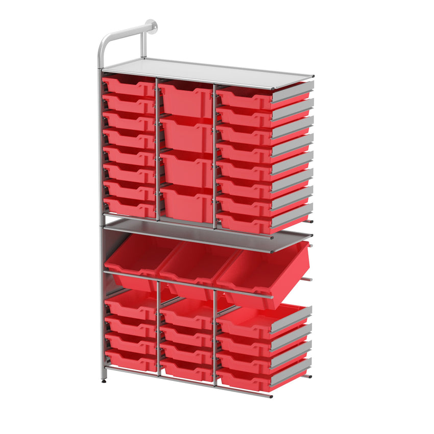 Gratnells Callero Custom Tall Maker - Tall Adder Unit 28 Shallow, 3 Deep Tilting and 4 Deep Trays (GRA - CADD342144) - SchoolOutlet