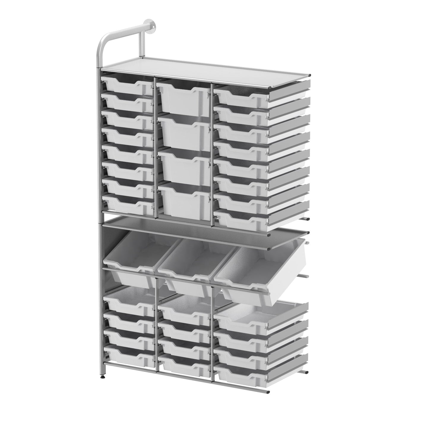 Gratnells Callero Custom Tall Maker - Tall Adder Unit 28 Shallow, 3 Deep Tilting and 4 Deep Trays (GRA - CADD342144) - SchoolOutlet