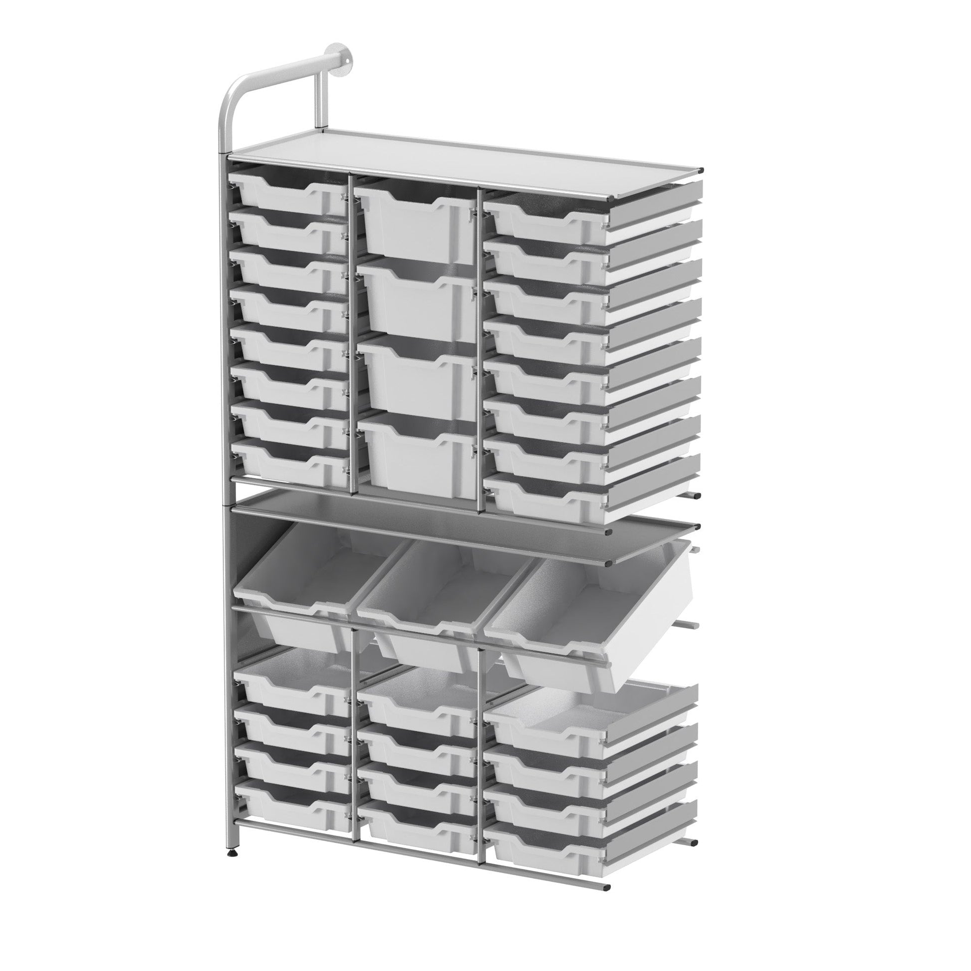 Gratnells Callero Custom Tall Maker - Tall Adder Unit 28 Shallow, 3 Deep Tilting and 4 Deep Trays (GRA - CADD342144) - SchoolOutlet