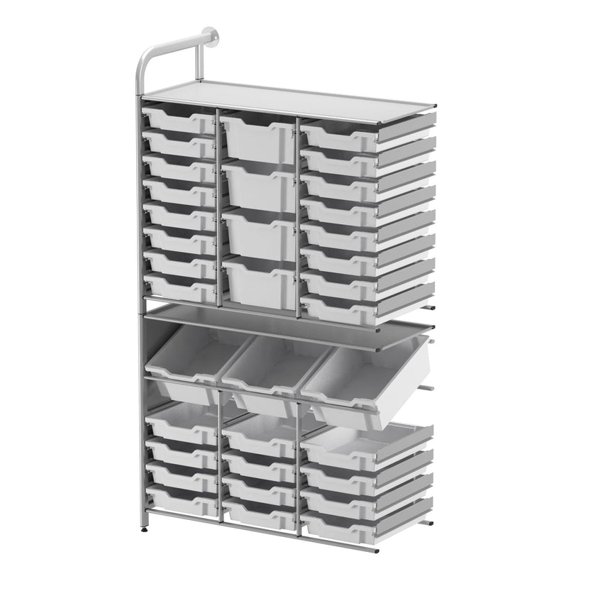 Gratnells Callero Custom Tall Maker - Tall Adder Unit 28 Shallow, 3 Deep Tilting and 4 Deep Trays (GRA - CADD342144) - SchoolOutlet