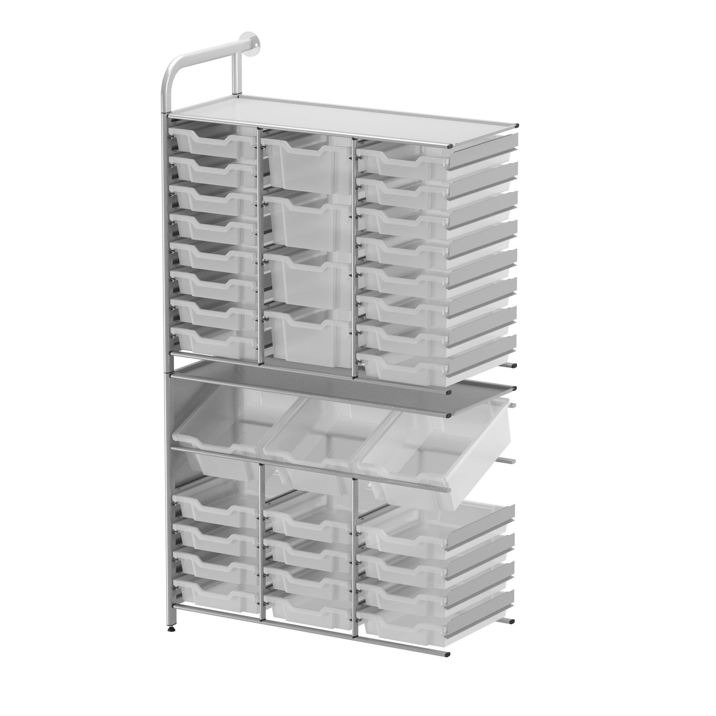 Gratnells Callero Custom Tall Maker - Tall Adder Unit 28 Shallow, 3 Deep Tilting and 4 Deep Trays (GRA - CADD342144) - SchoolOutlet
