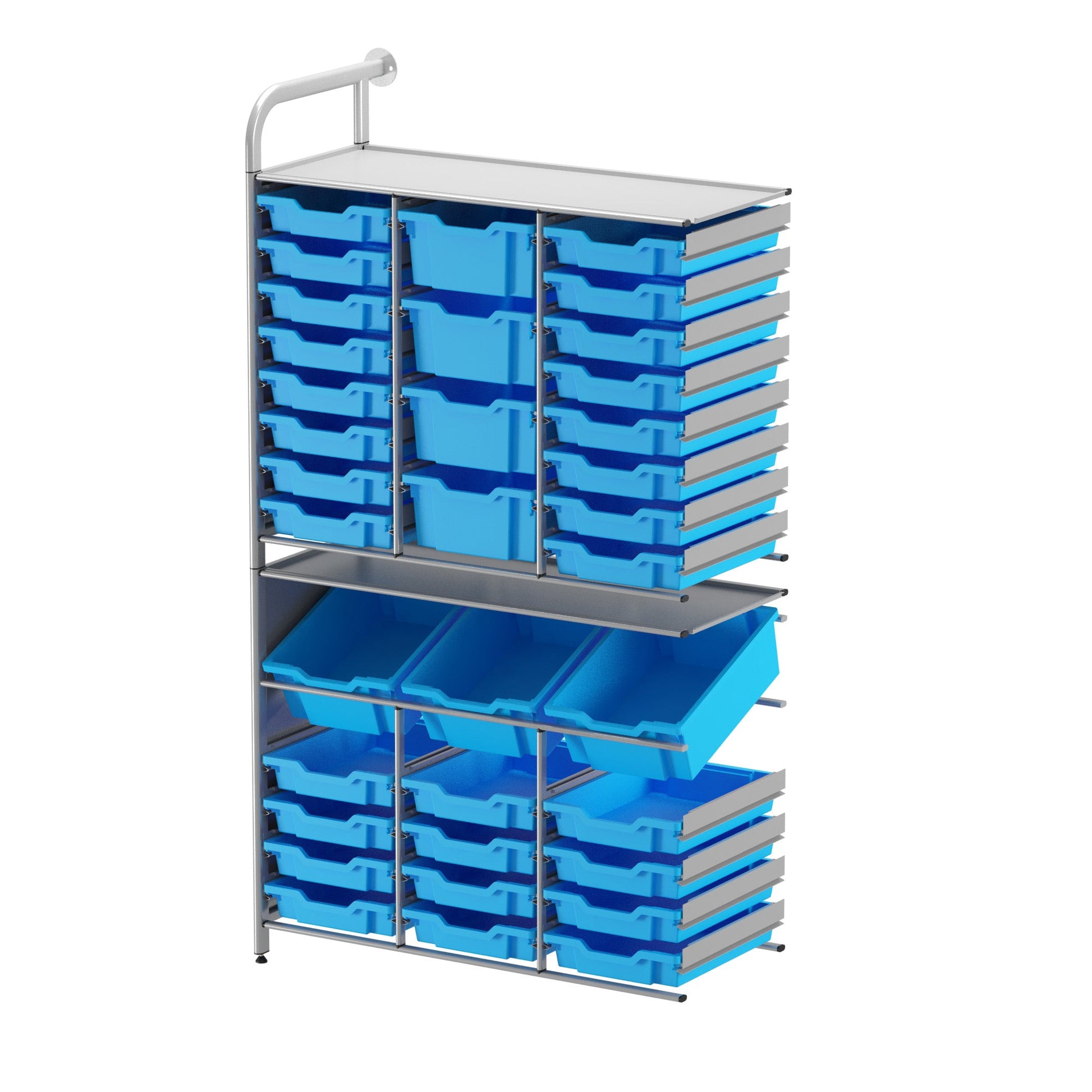 Gratnells Callero Custom Tall Maker - Tall Adder Unit 28 Shallow, 3 Deep Tilting and 4 Deep Trays (GRA - CADD342144) - SchoolOutlet