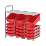 Gratnells Callero Custom Low Level 3 Deep Tilting and 12 Shallow Tray Adder Unit in Silver (GRA - CADD3444) - SchoolOutlet