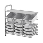 Gratnells Callero Custom Low Level 3 Deep Tilting and 12 Shallow Tray Adder Unit in Silver (GRA - CADD3444) - SchoolOutlet
