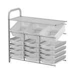Gratnells Callero Custom Low Level 3 Deep Tilting and 12 Shallow Tray Adder Unit in Silver (GRA - CADD3444) - SchoolOutlet