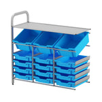 Gratnells Callero Custom Low Level 3 Deep Tilting and 12 Shallow Tray Adder Unit in Silver (GRA - CADD3444) - SchoolOutlet