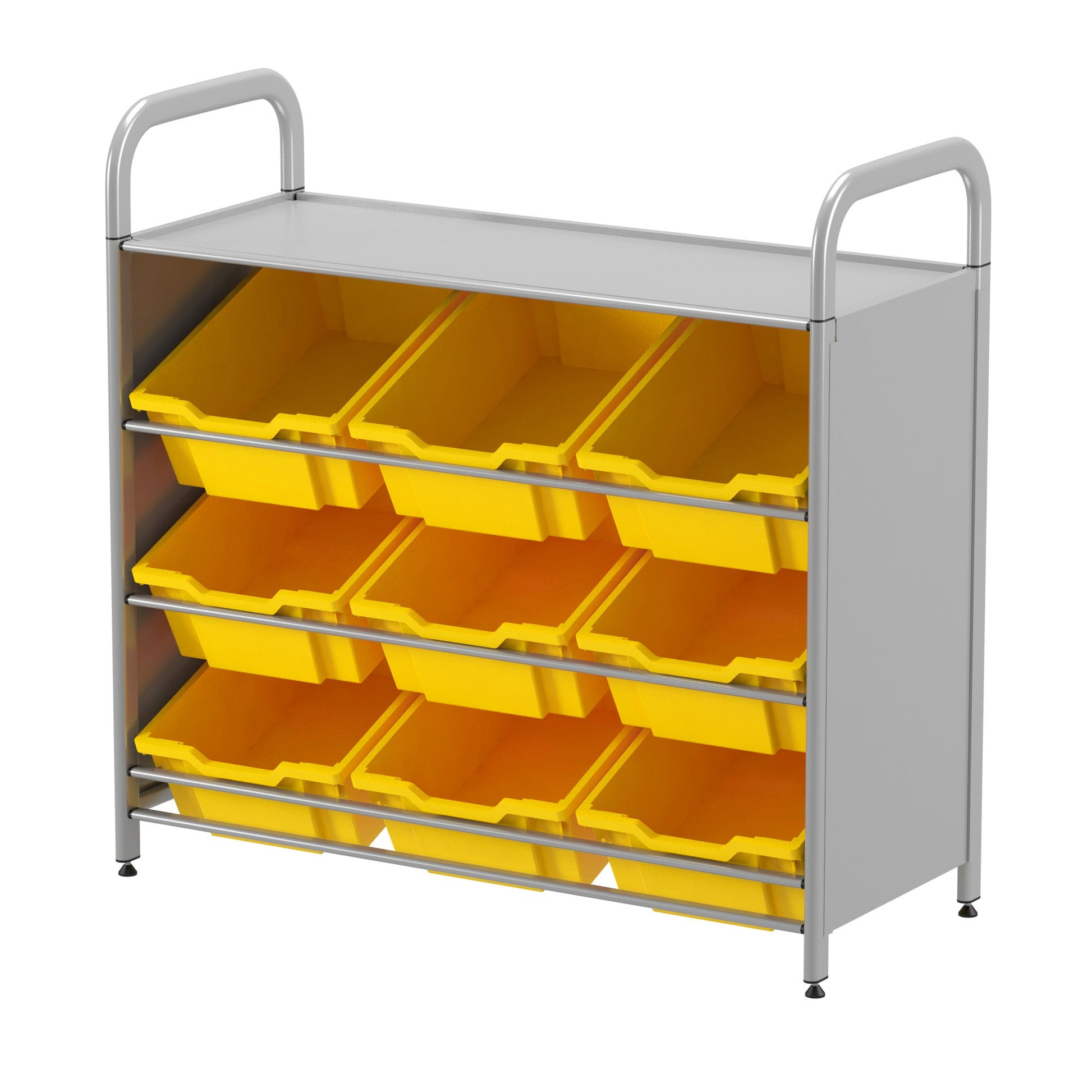 Gratnells Callero Custom Low Level 9 Deep Tilting Tray Starter Unit in Silver (GRA - CSTA0144) - SchoolOutlet