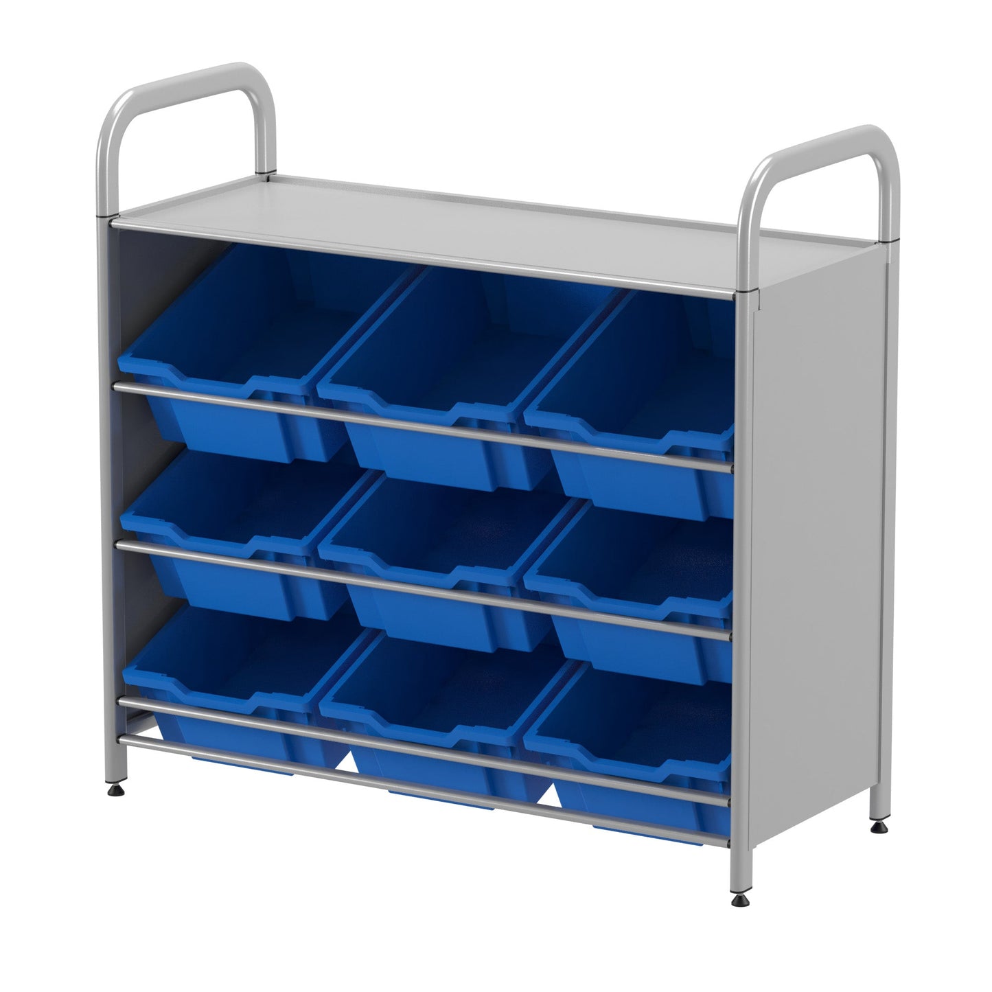 Gratnells Callero Custom Low Level 9 Deep Tilting Tray Starter Unit in Silver (GRA - CSTA0144) - SchoolOutlet
