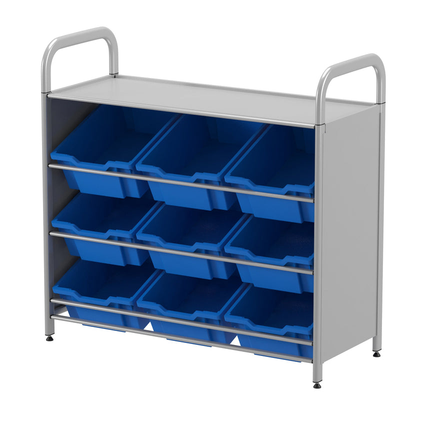 Gratnells Callero Custom Low Level 9 Deep Tilting Tray Starter Unit in Silver (GRA - CSTA0144) - SchoolOutlet