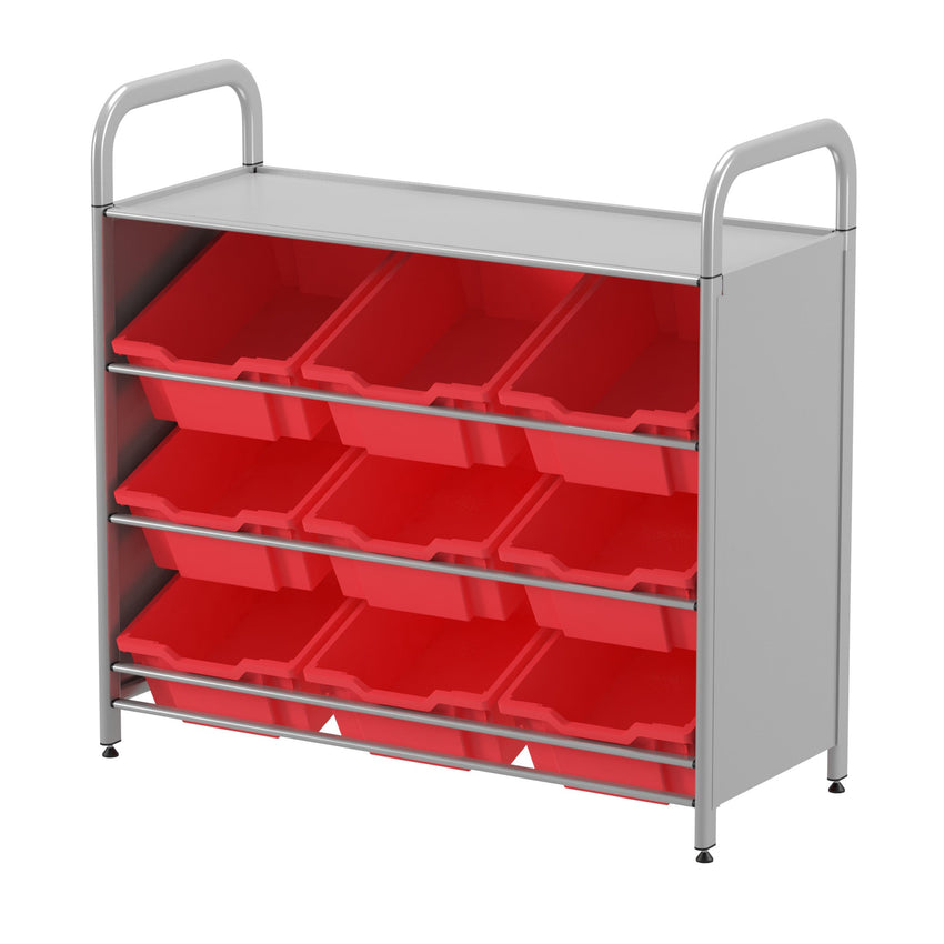 Gratnells Callero Custom Low Level 9 Deep Tilting Tray Starter Unit in Silver (GRA - CSTA0144) - SchoolOutlet
