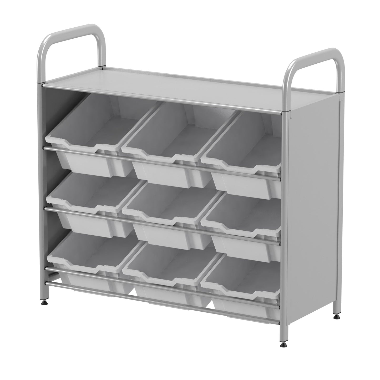 Gratnells Callero Custom Low Level 9 Deep Tilting Tray Starter Unit in Silver (GRA - CSTA0144) - SchoolOutlet