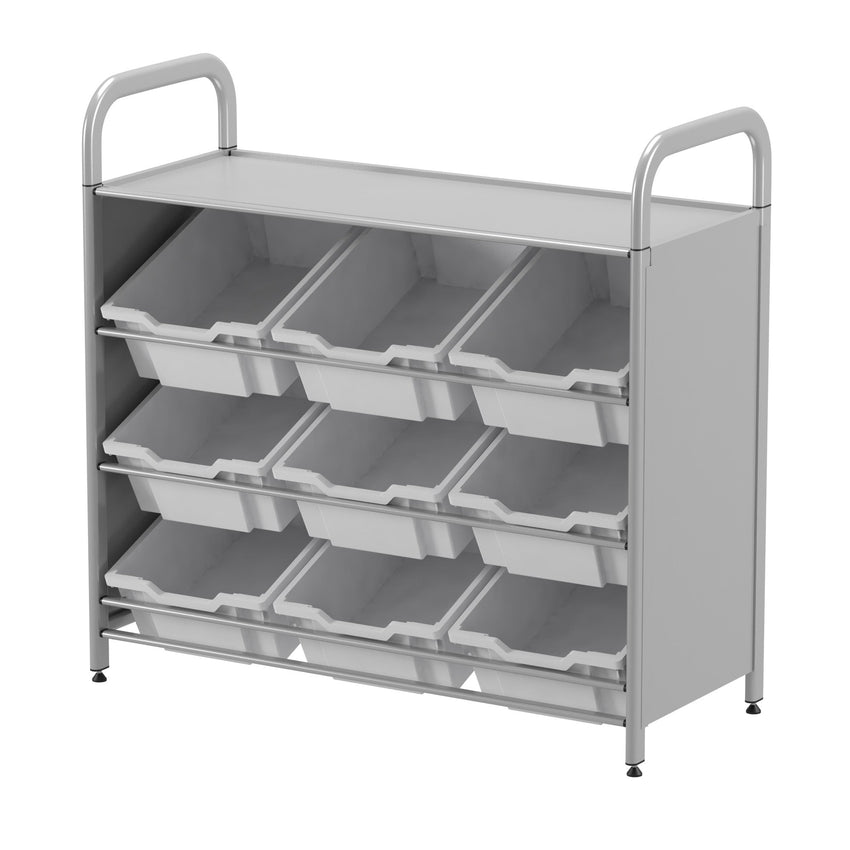 Gratnells Callero Custom Low Level 9 Deep Tilting Tray Starter Unit in Silver (GRA - CSTA0144) - SchoolOutlet