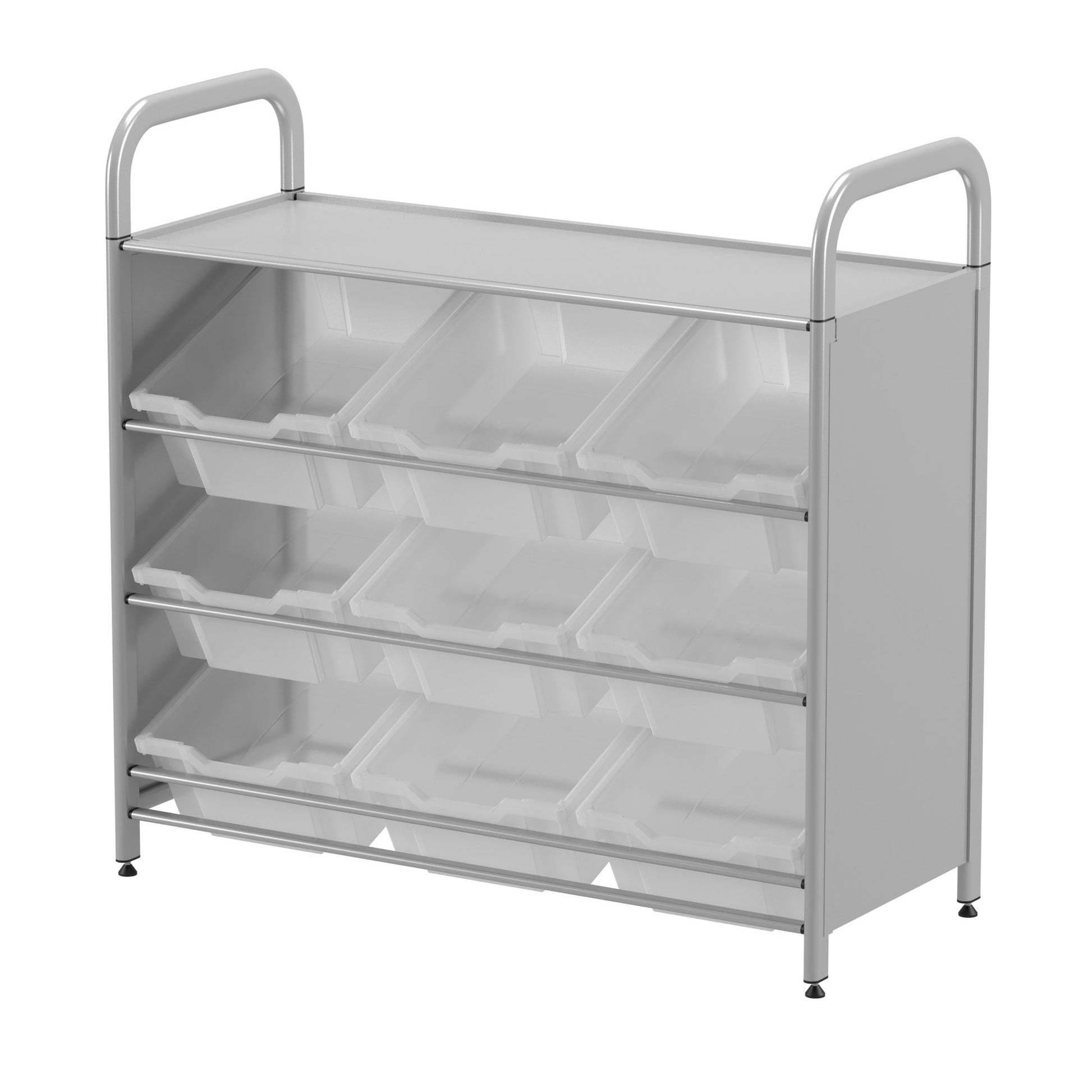 Gratnells Callero Custom Low Level 9 Deep Tilting Tray Starter Unit in Silver (GRA - CSTA0144) - SchoolOutlet