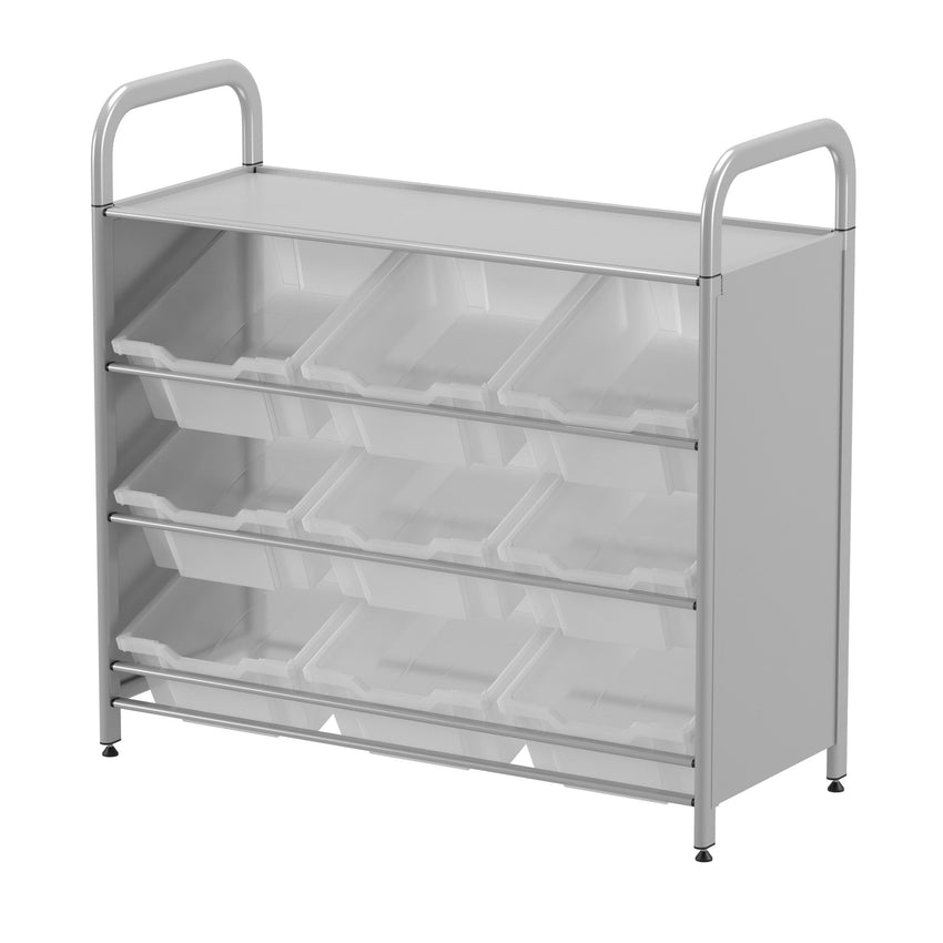 Gratnells Callero Custom Low Level 9 Deep Tilting Tray Starter Unit in Silver (GRA - CSTA0144) - SchoolOutlet