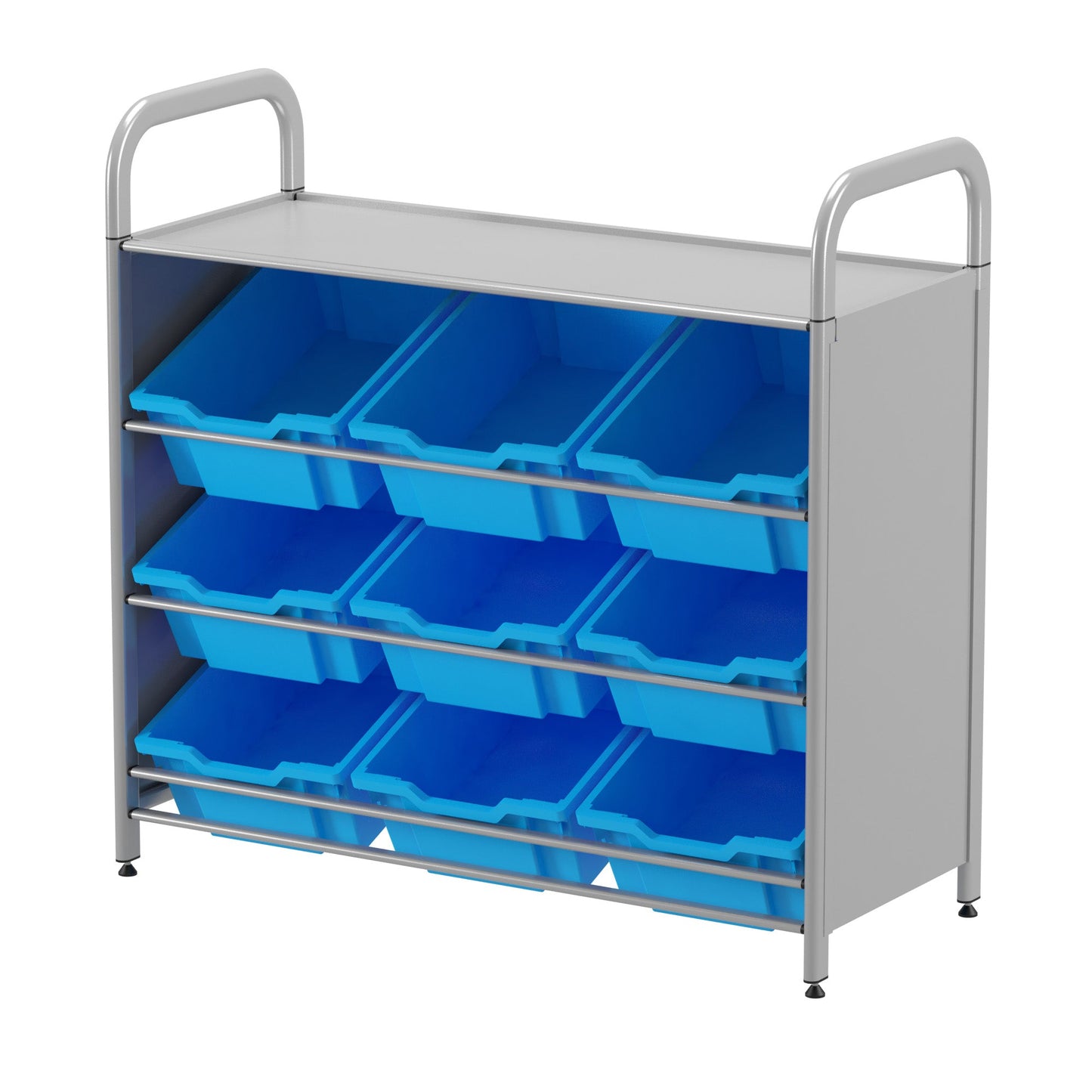 Gratnells Callero Custom Low Level 9 Deep Tilting Tray Starter Unit in Silver (GRA - CSTA0144) - SchoolOutlet