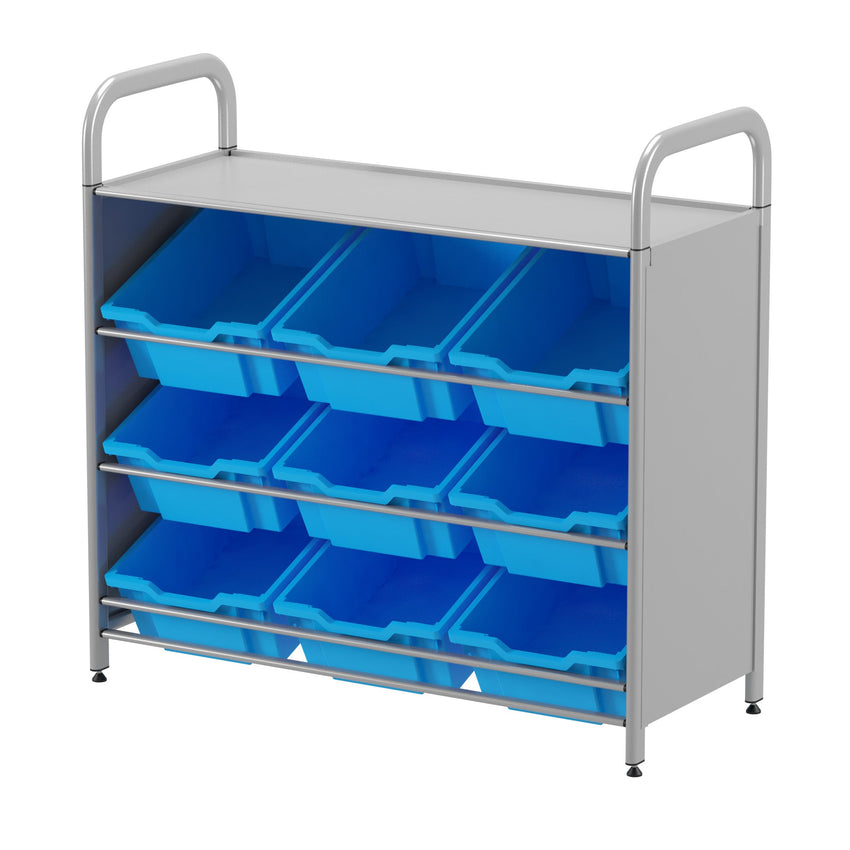 Gratnells Callero Custom Low Level 9 Deep Tilting Tray Starter Unit in Silver (GRA - CSTA0144) - SchoolOutlet