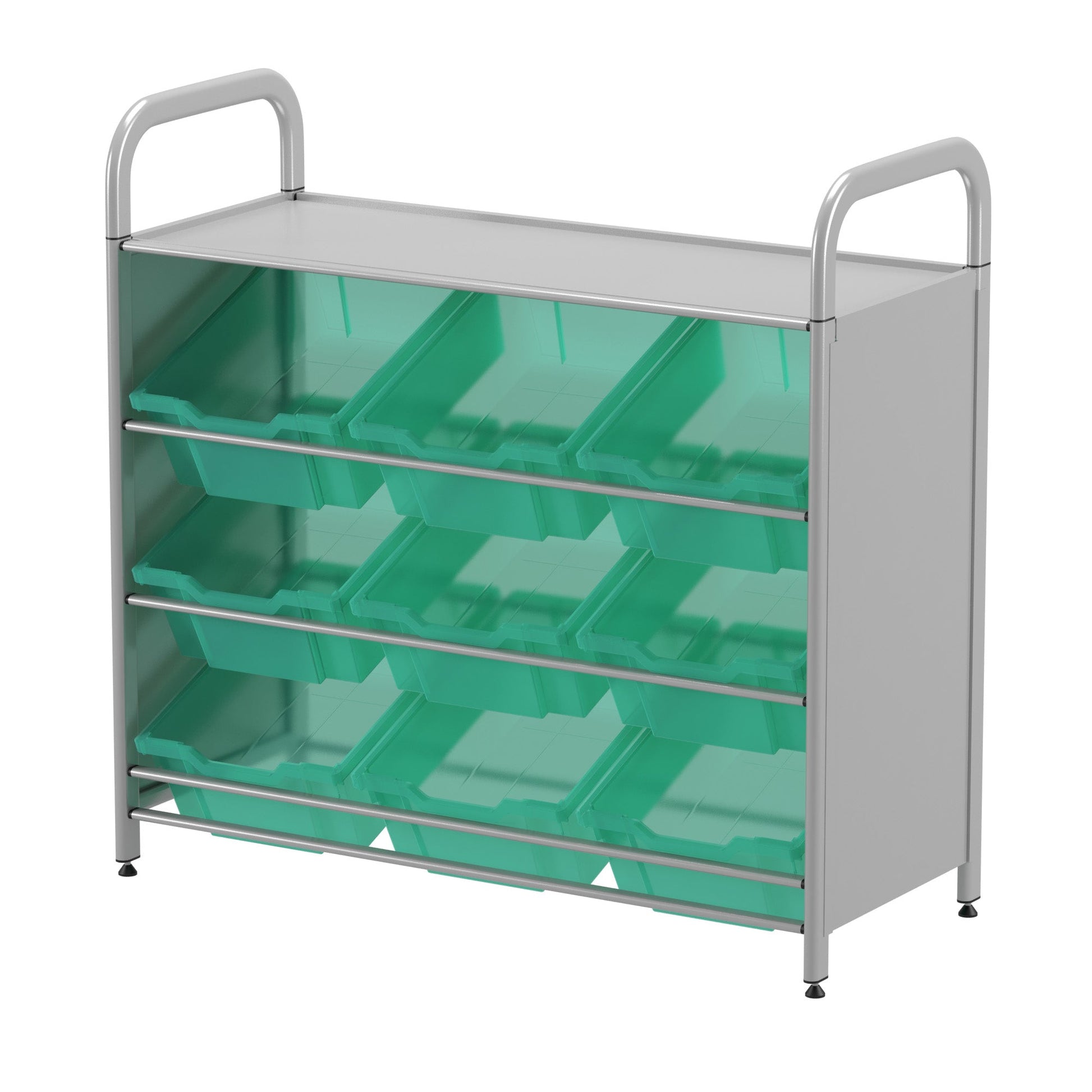 Gratnells Callero Custom Low Level 9 Deep Tilting Tray Starter Unit in Silver (GRA - CSTA0144) - SchoolOutlet