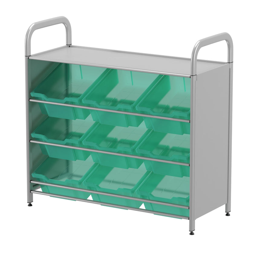 Gratnells Callero Custom Low Level 9 Deep Tilting Tray Starter Unit in Silver (GRA - CSTA0144) - SchoolOutlet