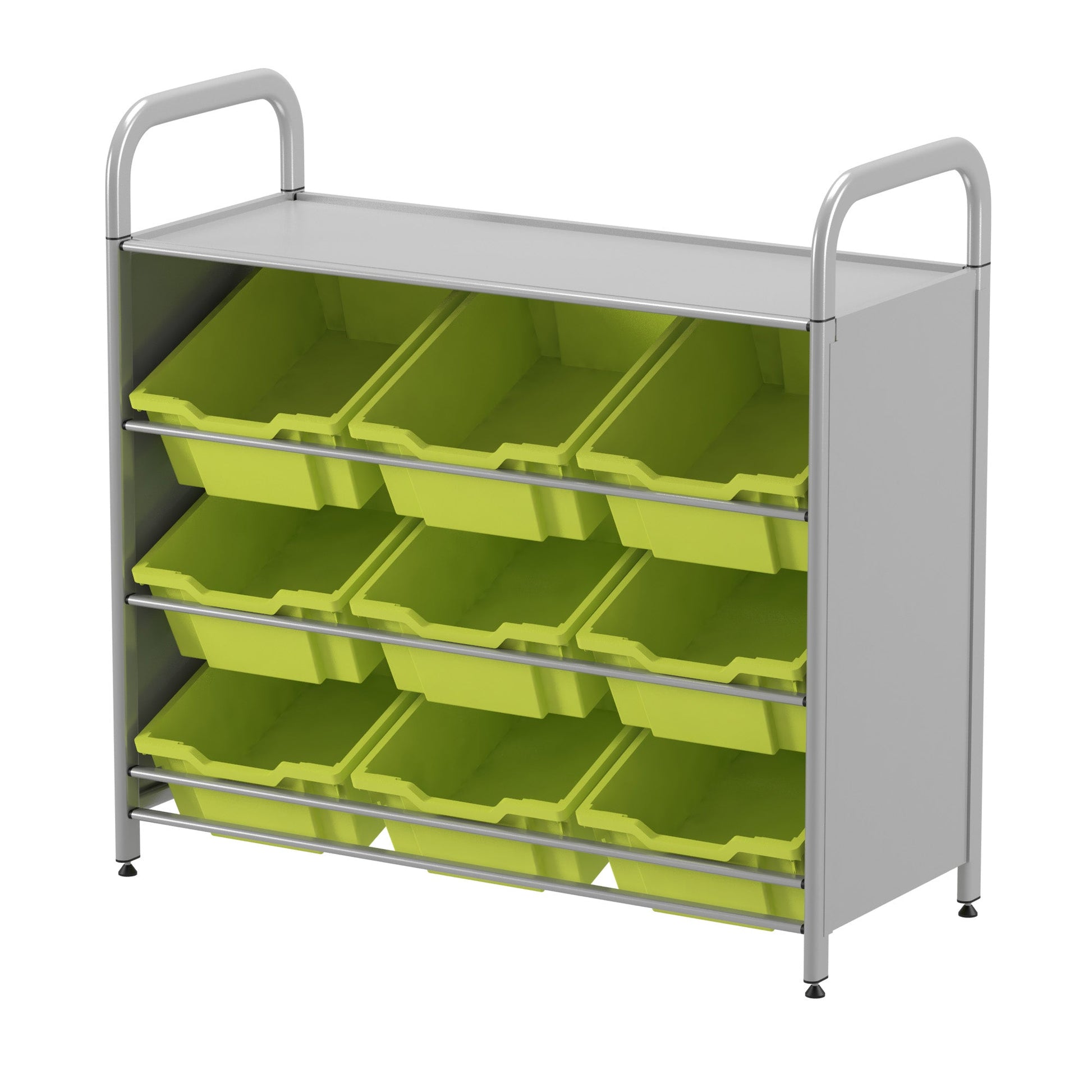 Gratnells Callero Custom Low Level 9 Deep Tilting Tray Starter Unit in Silver (GRA - CSTA0144) - SchoolOutlet