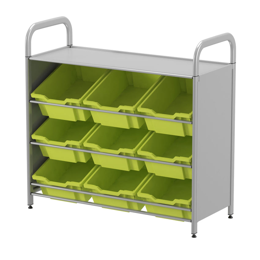 Gratnells Callero Custom Low Level 9 Deep Tilting Tray Starter Unit in Silver (GRA - CSTA0144) - SchoolOutlet
