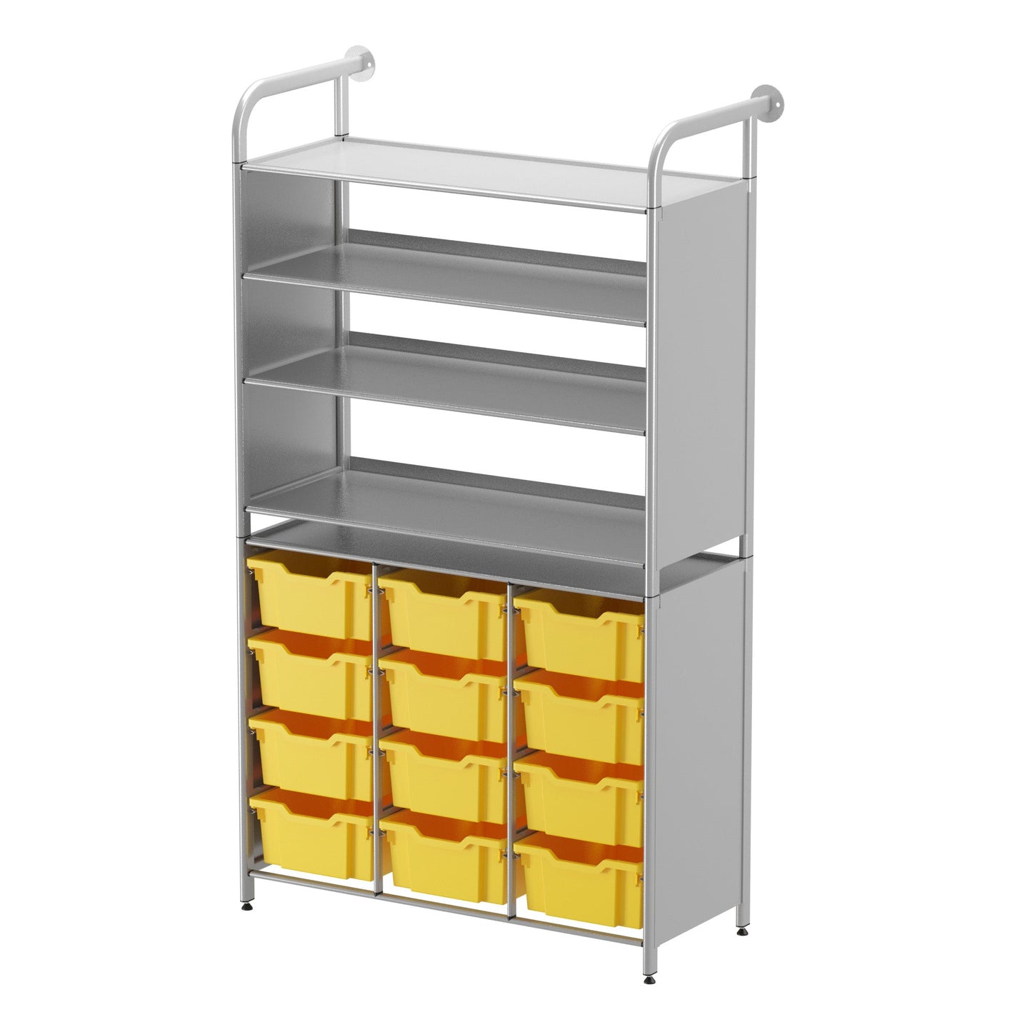 Gratnells Callero Custom Tall Display - Store Starter Unit 3 Flat Shelves and 12 Deep Trays (GRA - CSTA070644) - SchoolOutlet