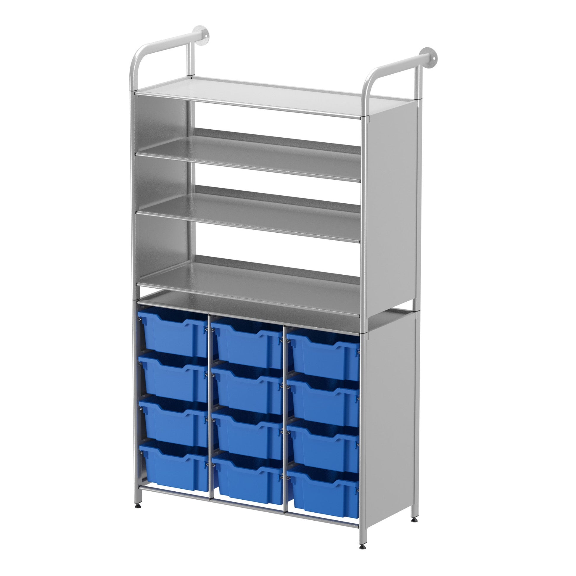 Gratnells Callero Custom Tall Display - Store Starter Unit 3 Flat Shelves and 12 Deep Trays (GRA - CSTA070644) - SchoolOutlet