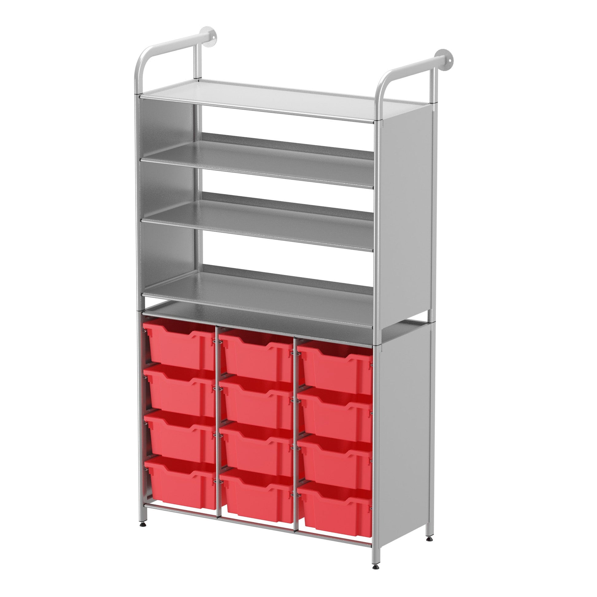 Gratnells Callero Custom Tall Display - Store Starter Unit 3 Flat Shelves and 12 Deep Trays (GRA - CSTA070644) - SchoolOutlet