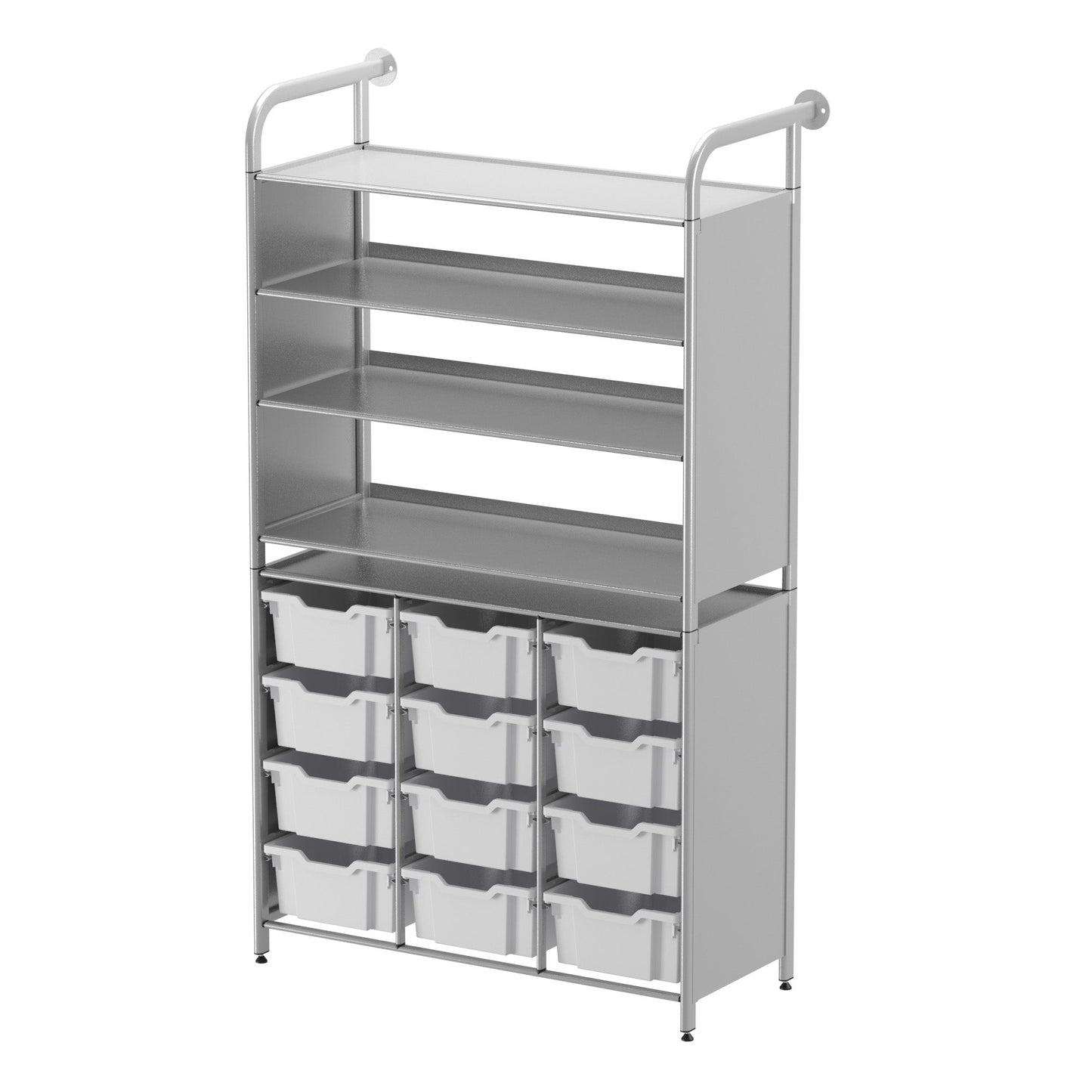 Gratnells Callero Custom Tall Display - Store Starter Unit 3 Flat Shelves and 12 Deep Trays (GRA - CSTA070644) - SchoolOutlet