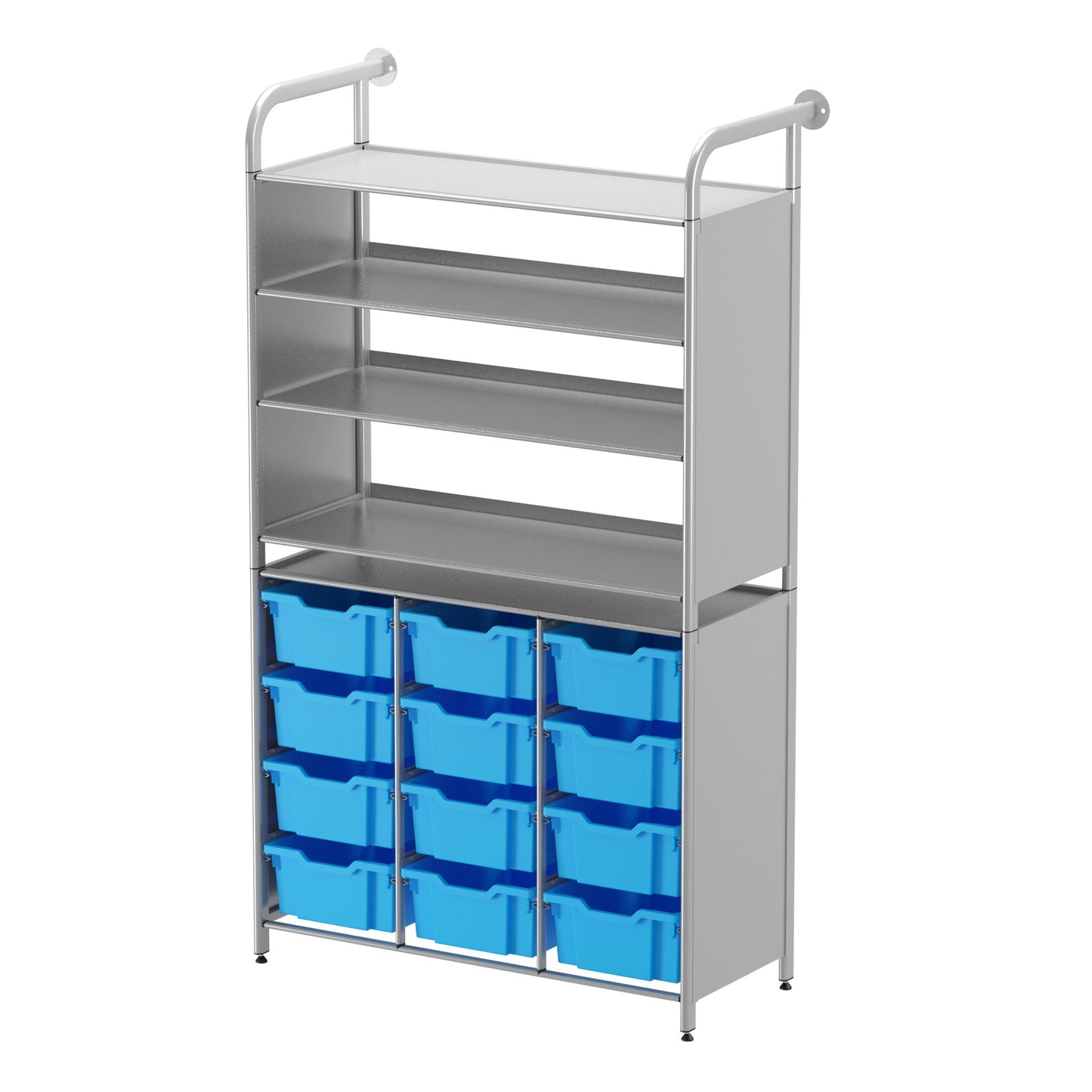 Gratnells Callero Custom Tall Display - Store Starter Unit 3 Flat Shelves and 12 Deep Trays (GRA - CSTA070644) - SchoolOutlet