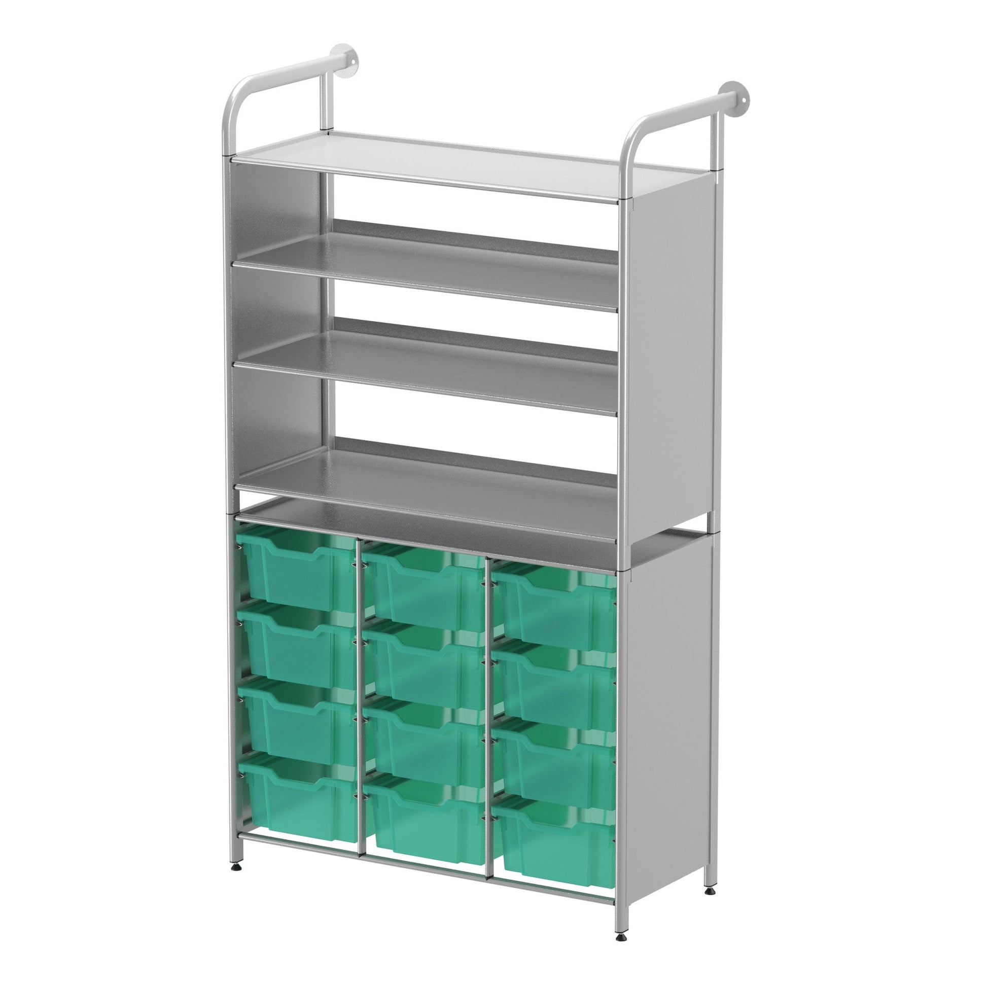 Gratnells Callero Custom Tall Display - Store Starter Unit 3 Flat Shelves and 12 Deep Trays (GRA - CSTA070644) - SchoolOutlet