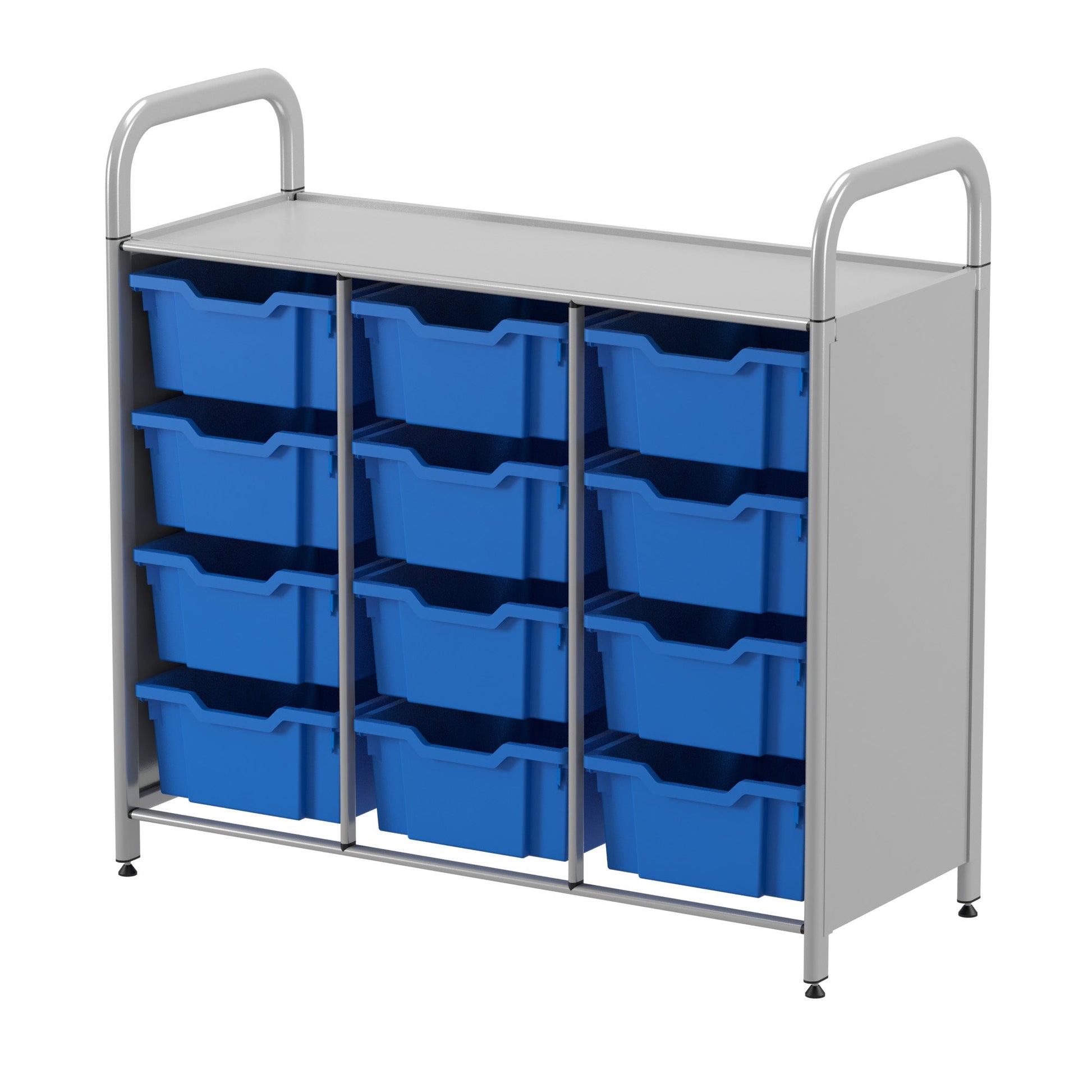 Gratnells Callero Custom Low Level 12 Deep Tray Starter Unit in Silver (GRA - CSTA0744) - SchoolOutlet