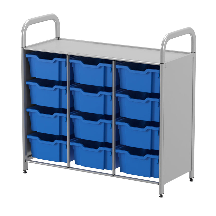 Gratnells Callero Custom Low Level 12 Deep Tray Starter Unit in Silver (GRA - CSTA0744) - SchoolOutlet