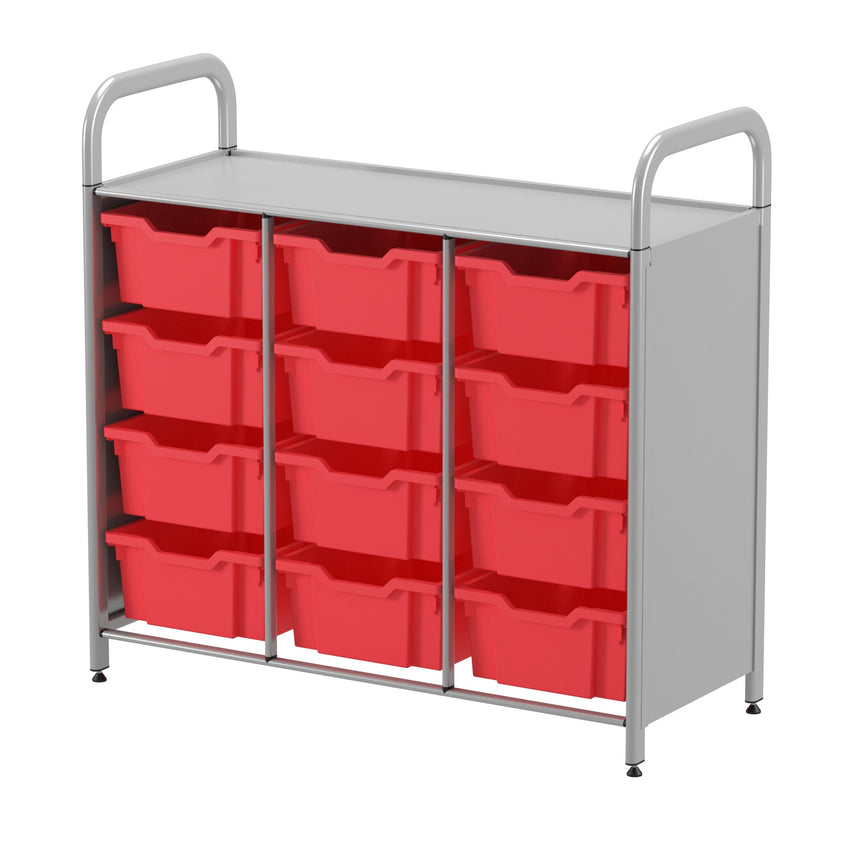 Gratnells Callero Custom Low Level 12 Deep Tray Starter Unit in Silver (GRA - CSTA0744) - SchoolOutlet