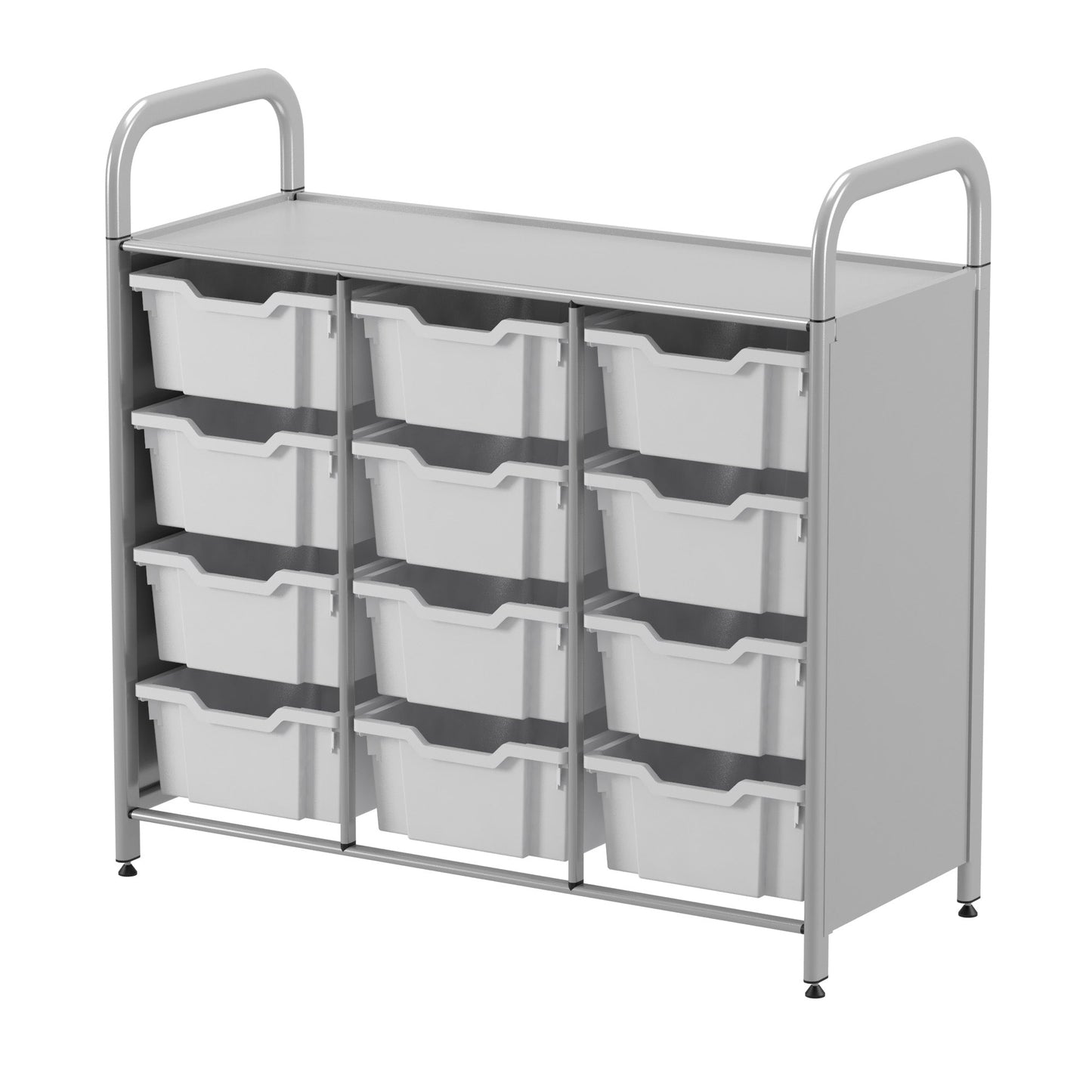 Gratnells Callero Custom Low Level 12 Deep Tray Starter Unit in Silver (GRA - CSTA0744) - SchoolOutlet