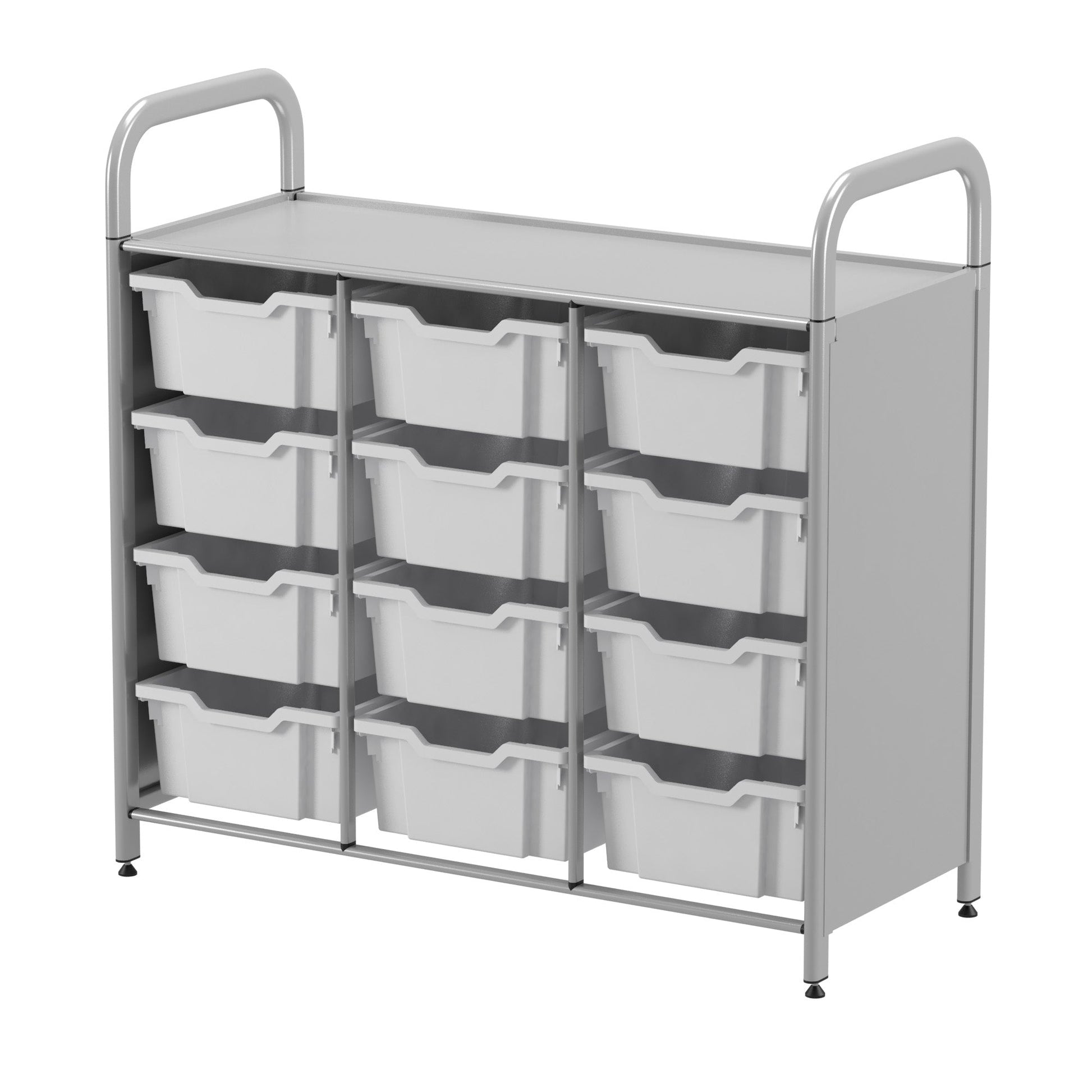Gratnells Callero Custom Low Level 12 Deep Tray Starter Unit in Silver (GRA - CSTA0744) - SchoolOutlet