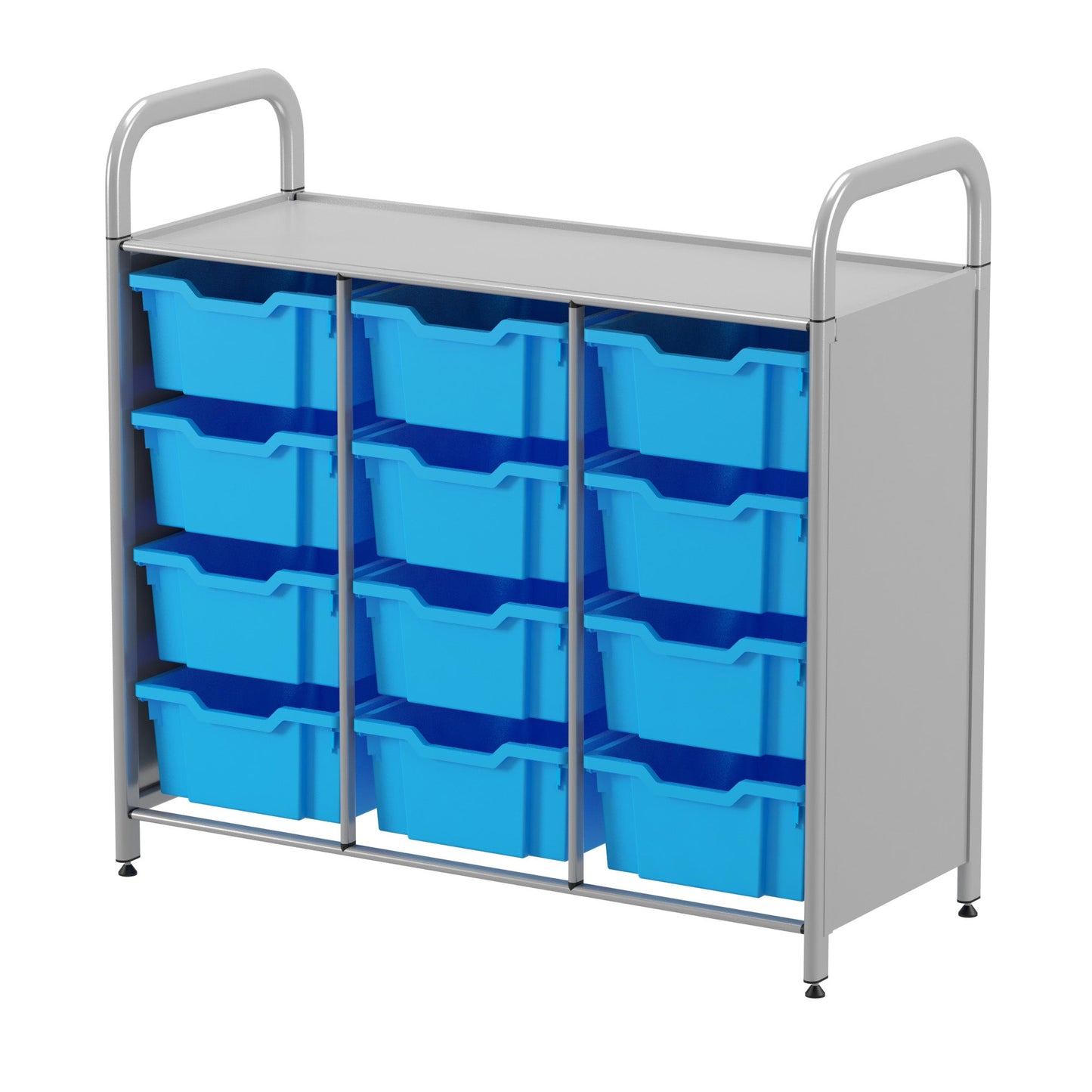 Gratnells Callero Custom Low Level 12 Deep Tray Starter Unit in Silver (GRA - CSTA0744) - SchoolOutlet