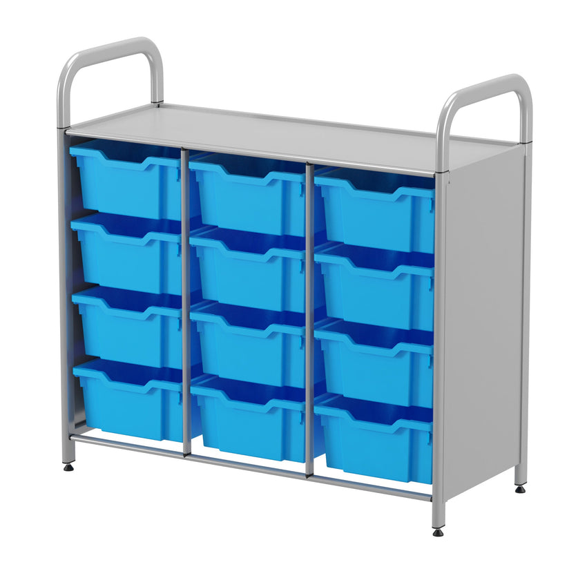 Gratnells Callero Custom Low Level 12 Deep Tray Starter Unit in Silver (GRA - CSTA0744) - SchoolOutlet