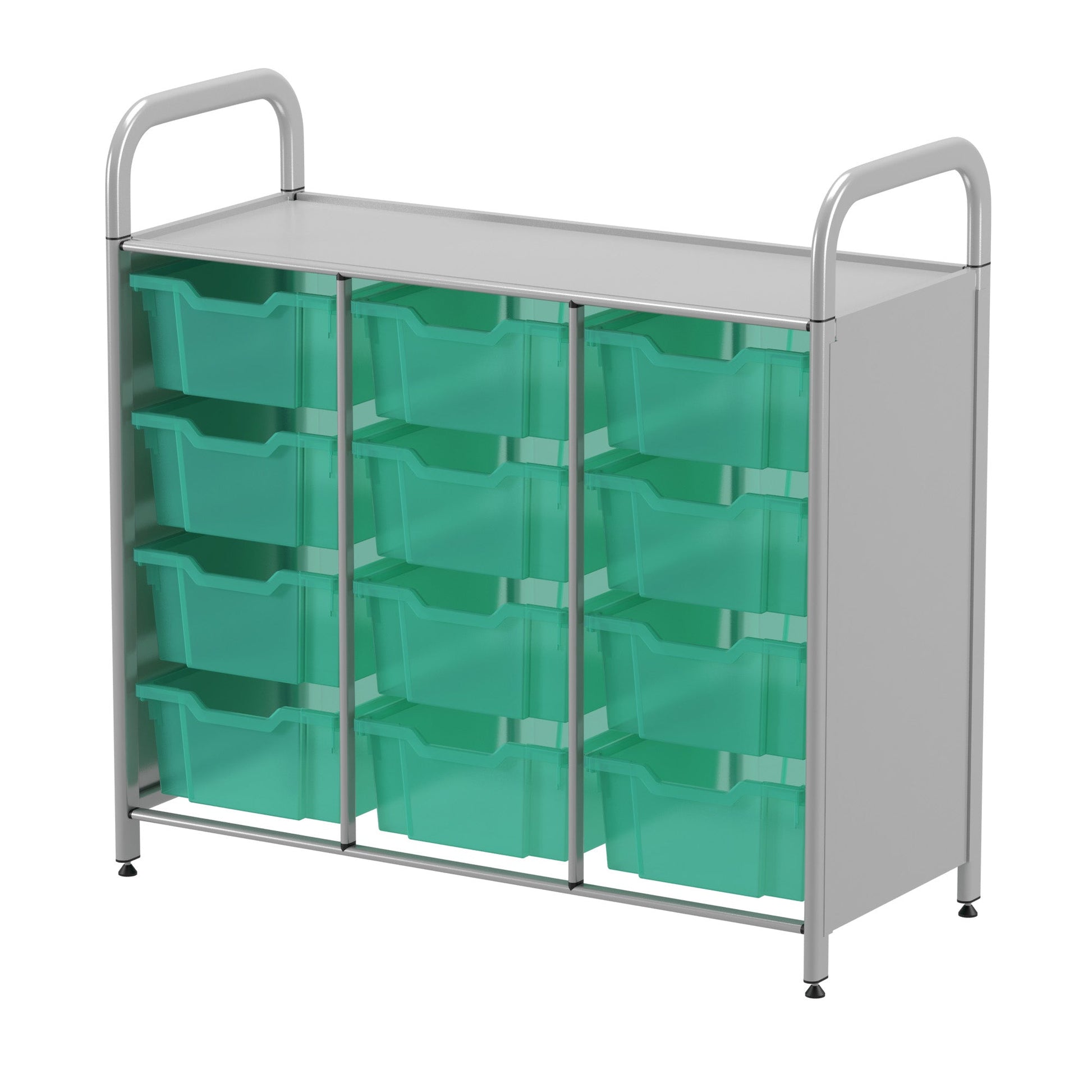 Gratnells Callero Custom Low Level 12 Deep Tray Starter Unit in Silver (GRA - CSTA0744) - SchoolOutlet