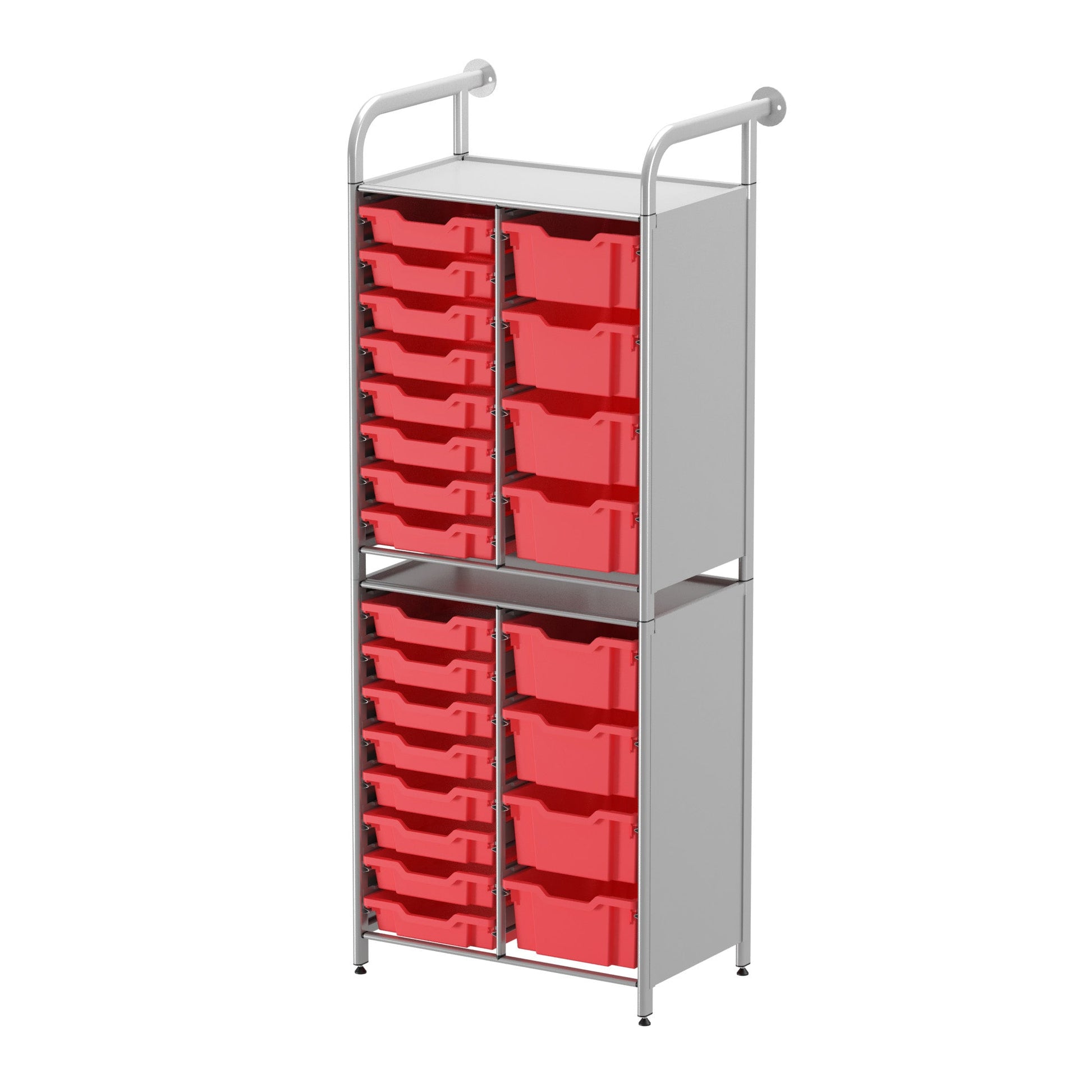 Gratnells Callero Custom Tall Slim Store Unit Starter Unit Silver with 16 Shallow and 8 Deep Trays (GRA - CSTA181844) - SchoolOutlet