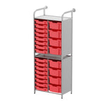 Gratnells Callero Custom Tall Slim Store Unit Starter Unit Silver with 16 Shallow and 8 Deep Trays (GRA - CSTA181844) - SchoolOutlet