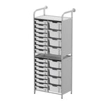 Gratnells Callero Custom Tall Slim Store Unit Starter Unit Silver with 16 Shallow and 8 Deep Trays (GRA - CSTA181844) - SchoolOutlet