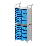 Gratnells Callero Custom Tall Slim Store Unit Starter Unit Silver with 16 Shallow and 8 Deep Trays (GRA - CSTA181844) - SchoolOutlet
