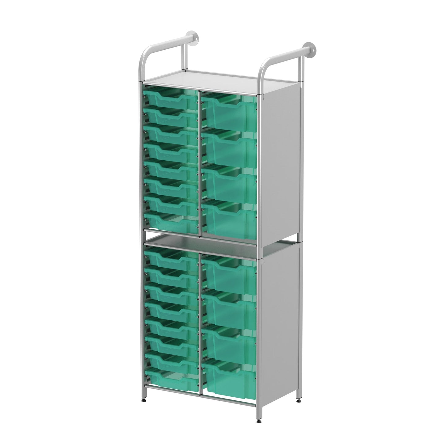 Gratnells Callero Custom Tall Slim Store Unit Starter Unit Silver with 16 Shallow and 8 Deep Trays (GRA - CSTA181844) - SchoolOutlet