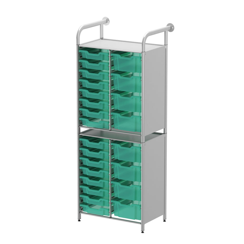 Gratnells Callero Custom Tall Slim Store Unit Starter Unit Silver with 16 Shallow and 8 Deep Trays (GRA - CSTA181844) - SchoolOutlet