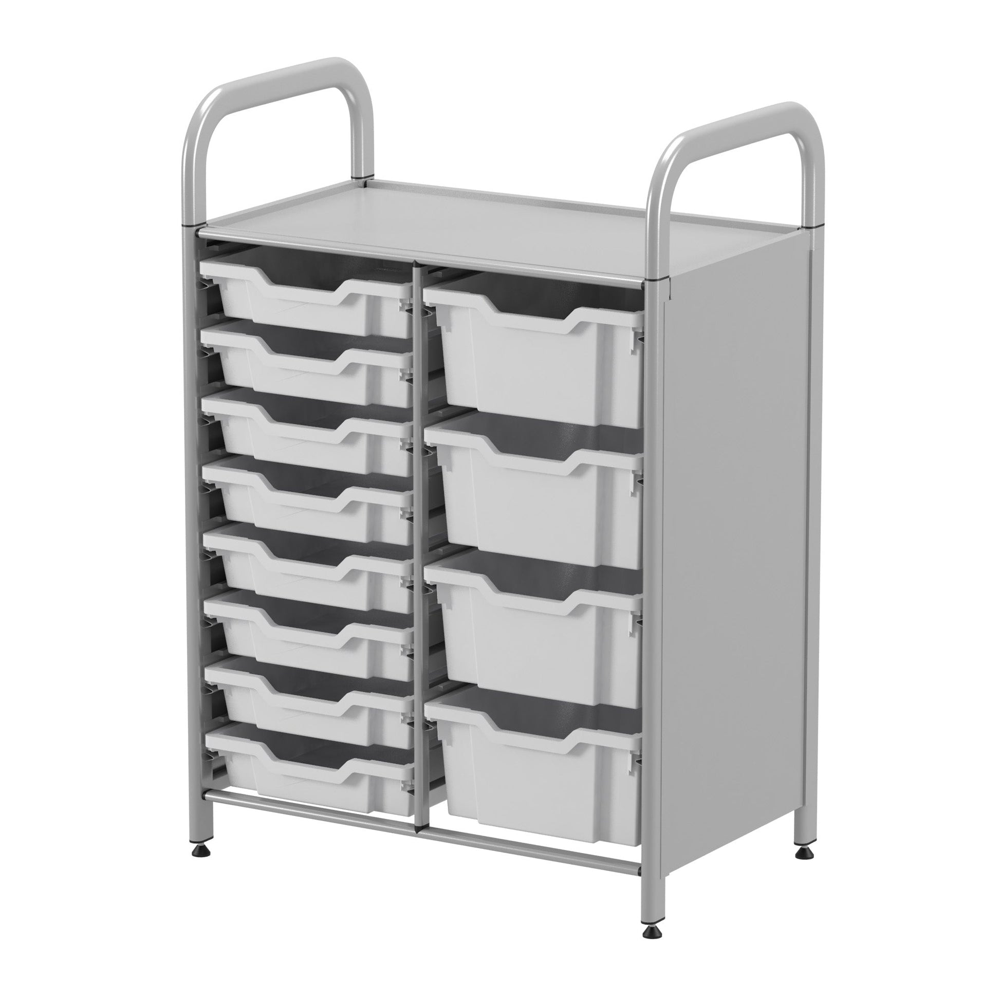 Gratnells Callero Custom Low Level 8 Shallow 4 Deep Tray Starter Unit in Silver (GRA - CSTA1844) - SchoolOutlet